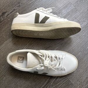 Veja White and Olive Sneakers